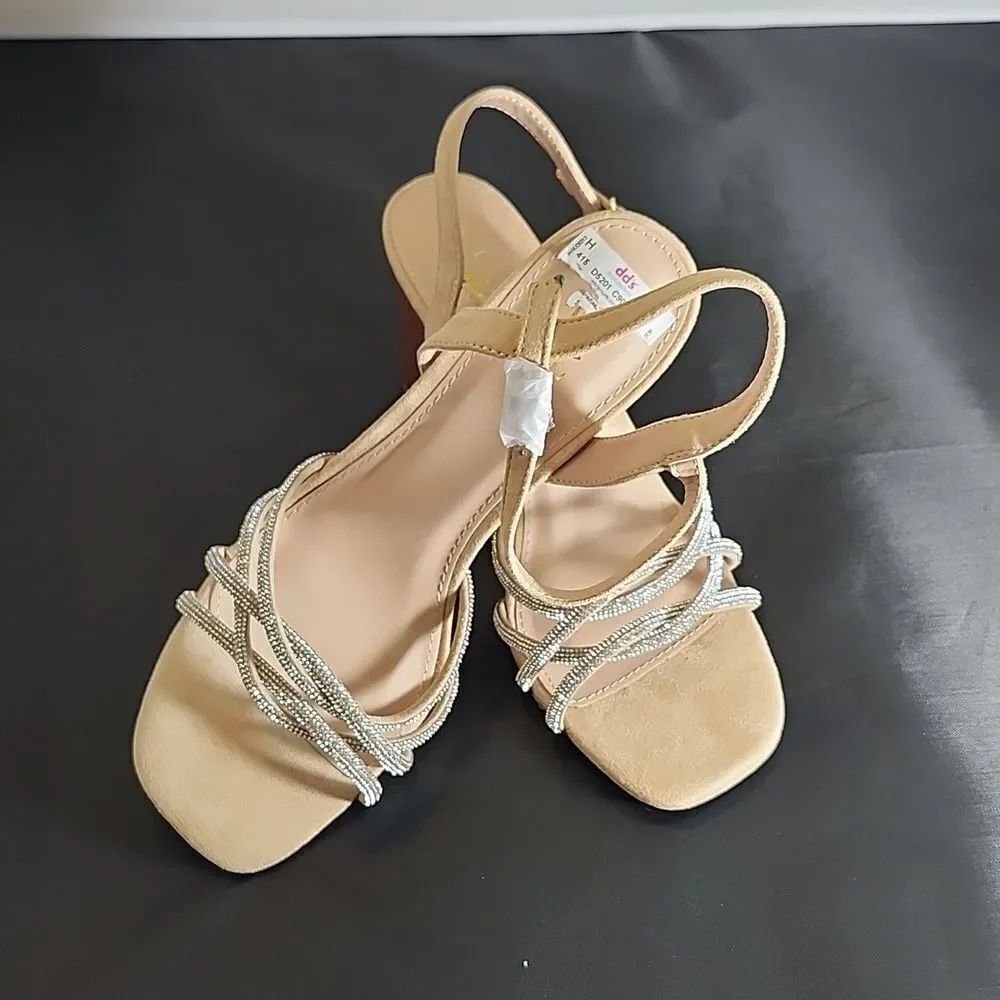 BRAND NEW GLAZE WOMEN’S BLOCK-HEEL RHINESTONES CRISS-CROSS STRAP SANDAL